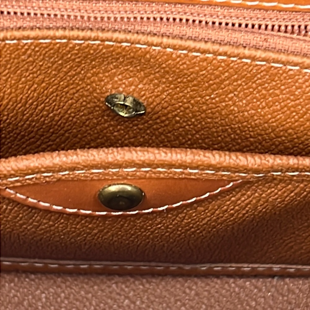 Vintage Dooney & Bourke Leather Satchel Handbag.Brown/ Blue Pebble Leather - Picture 16 of 16